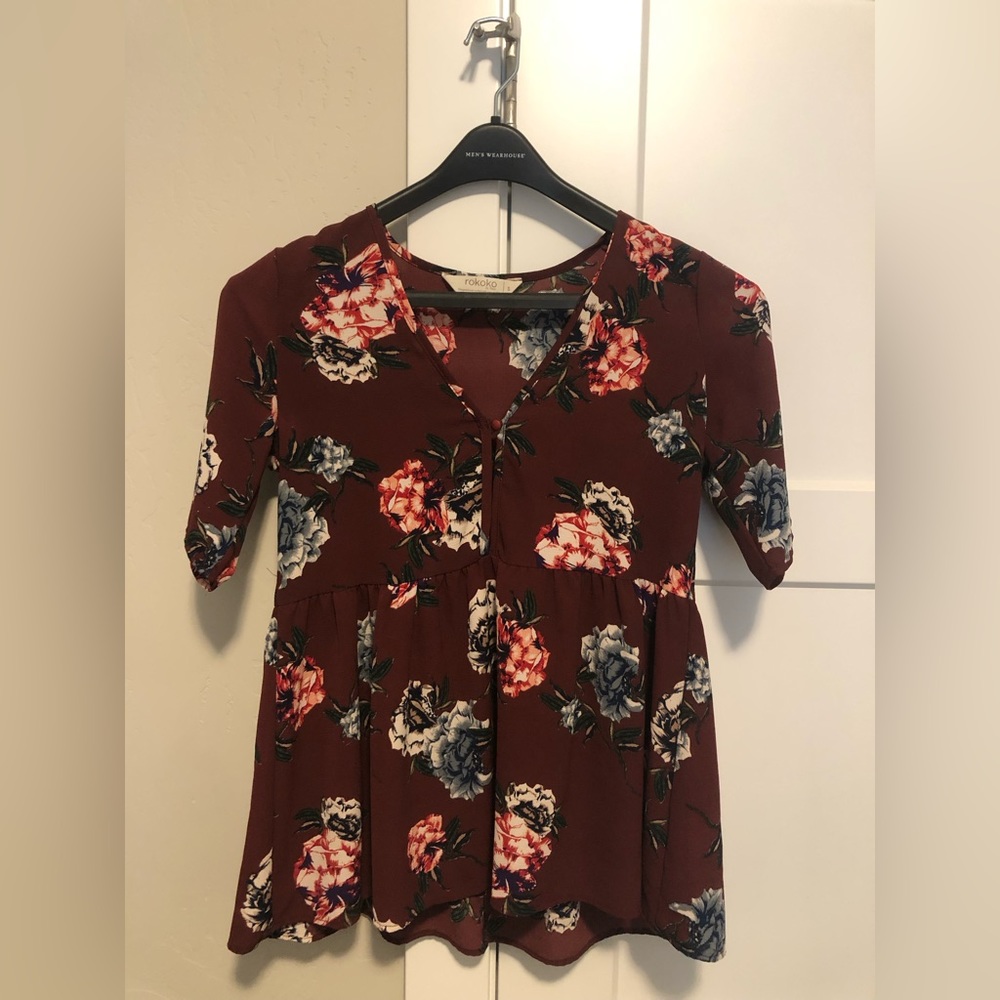 Floral maroon blouse